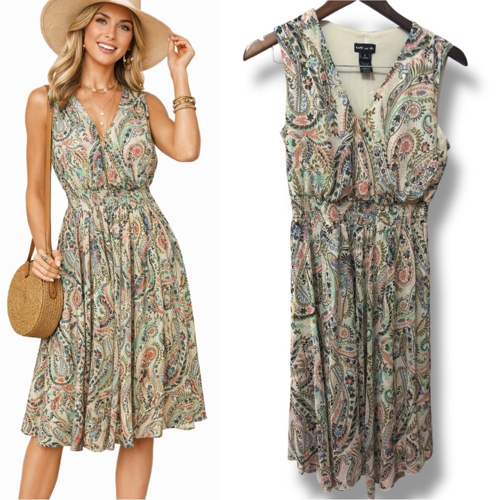 Kate & Lily | NWT Boho Paisley Multicolor Sleeveless Midi Dress (size 4)